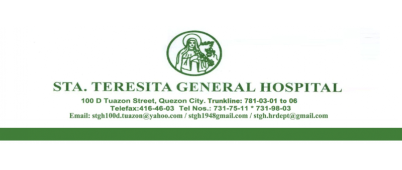 Back Doctors In Philippines Sta Teresita General Hospital City Quezon District Phone 027317511 Email Stgh100d Tuazon Yahoo Com Web Http Www Stateresitahospital Com Established In 1947 Sta Teresita General Hospital Stgh Started As